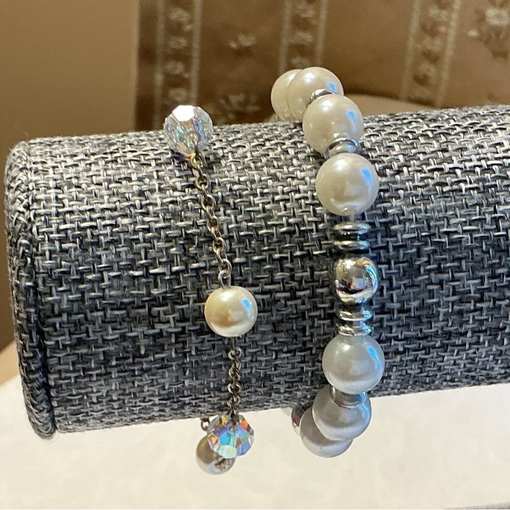 Silver and Pearl Bracelets Set of 2